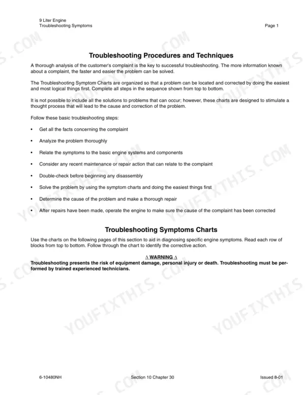 New Holland TJ275 repair manual - Engine: 9 Liter Service and Troubleshooting, 9 Liter Engine