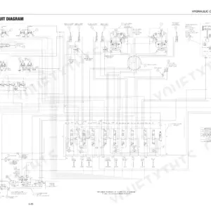Takeuchi TB128FR hydraulic circuit diagram showing control valve, cylinders, swivel joint, and main relief pressure specifications.