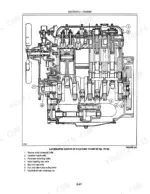 new-holland-4835-to-7635-tractor-repair-manual-86566076-exploded-view-109 New Holland 4835, 5635, 6635, 7635 longitudinal engine section diagram showing internal components and bolt locations.