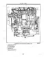 New Holland 4835, 5635, 6635, 7635 longitudinal engine section diagram showing internal components and bolt locations.