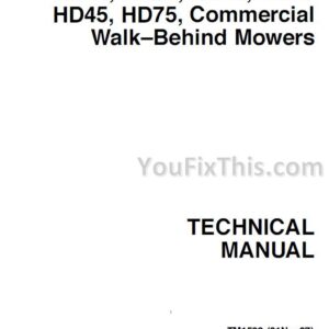 John Deere GS25 GS30 GS45 GS75 HD45 HD75 Technical Manual Commercial Walk-Behind Mower (TM1598)