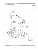 Isuzu 4BD1T 6BD1T 6BG1T intake and exhaust manifold torque specs exploded view with turbo, kg-m lb-ft values