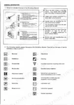 Isuzu 4JG2 service manual symbols legend with workshop manual layout guide and service operation icons