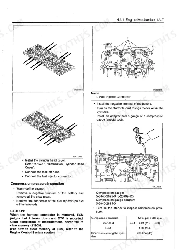 Isuzu 4JJ1 Workshop Manual — Technical Specifications