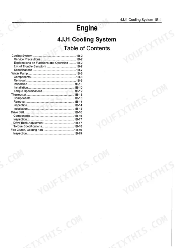 Isuzu 4JJ1 Workshop Manual — Troubleshooting Procedures