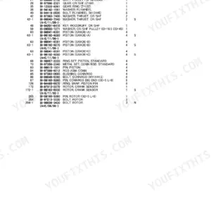 Isuzu 4JJ1XYSB01 Parts Catalog — Parts Number List