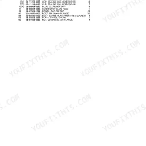 Isuzu 4JJ1XYSB02 Parts Catalog — Parts Number List