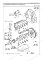 Isuzu 4LB1 4LC1 4LE1 cylinder block exploded view with torque specs for pistons crankshaft and oil pan