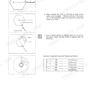 Isuzu 6RB1 6RB1T angle tightening procedure diagrams and bolt rotation angle reference table 30-360 degrees