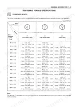Isuzu 6RB1 6RB1T tightening torque specifications table for standard bolts by diameter and material grade