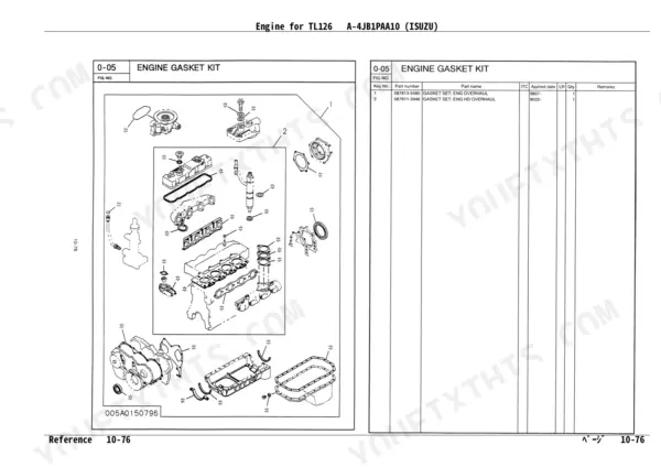 Isuzu A-4JB1PAA10 Parts Catalog — Parts Number List