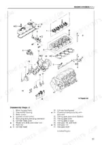 isuzu-a-4jg1-industrial-engine-workshop-manual-ide-2320-exploded-view-35.webp Isuzu A-4JG1 engine assembly exploded view showing cylinder head, timing gears, water pump disassembly steps