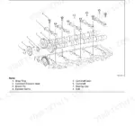 Isuzu A1-4JJ1 camshaft assembly exploded view with scissors gear, bearing caps, and damper spring