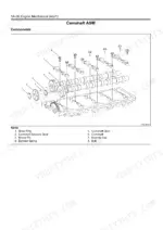 isuzu-a1-4jj1-industrial-diesel-engine-workshop-manual-exploded-view-49.webp Isuzu A1-4JJ1 camshaft assembly exploded view with scissors gear, bearing caps, and damper spring