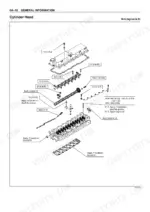 Isuzu AA-6HK1T BB-6HK1T cylinder head exploded view with torque specs N·m kgf·m lb ft and bolt lubrication notes