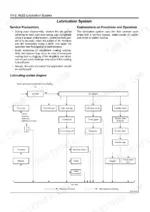 Isuzu AU-4LE2 BV-4LE2 lubrication system flow diagram showing oil pump, filter, cooler, gallery, and engine components