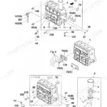 Isuzu BB-4BG1-TRE cylinder block exploded parts diagram with numbered components and piston assembly Fig03