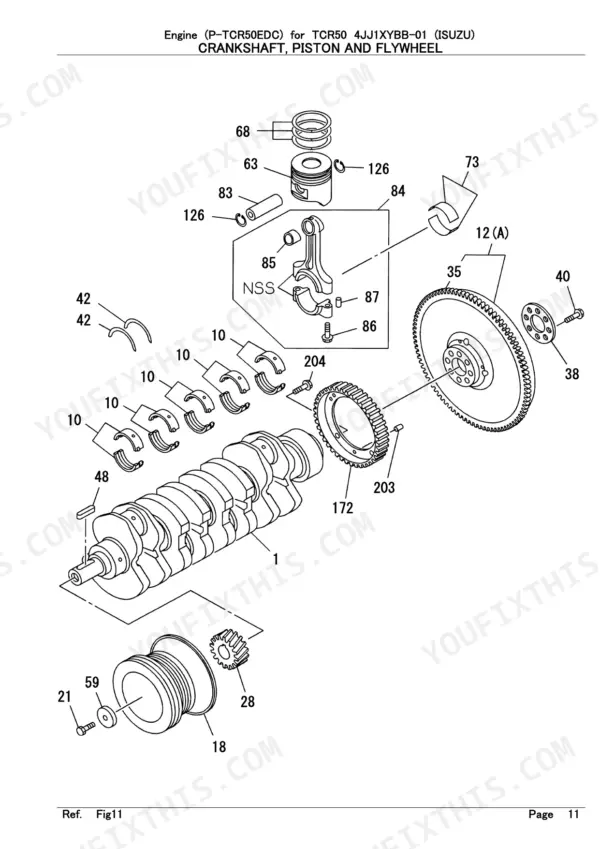 Isuzu P-TCR50EDC, 4JJ1XYBB-01 Parts Catalog — Drivetrain Parts Diagram