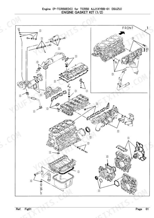 Isuzu P-TCR50EDC, 4JJ1XYBB-01 Parts Catalog — Engine Parts Diagram
