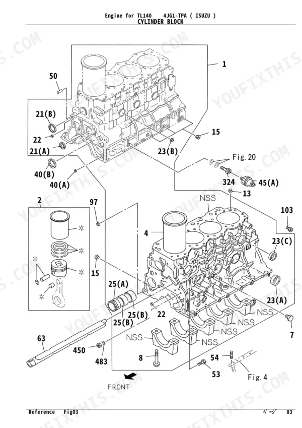 Isuzu TL140 Parts Catalog — Engine Parts Diagram