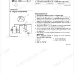 Kubota 03-M Series glow plug continuity test and engine stop solenoid inspection procedures with circuit diagrams