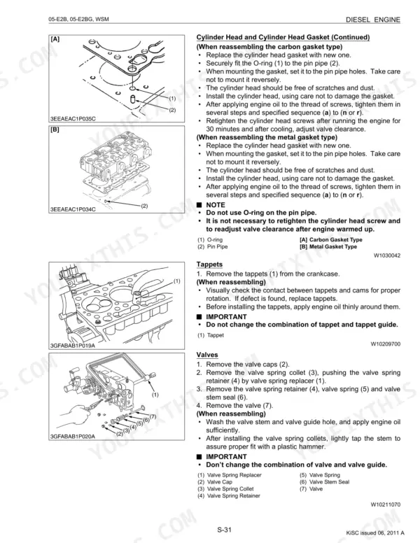 Kubota 05-E2B 05-E2BG workshop manual procedures page 85 service steps