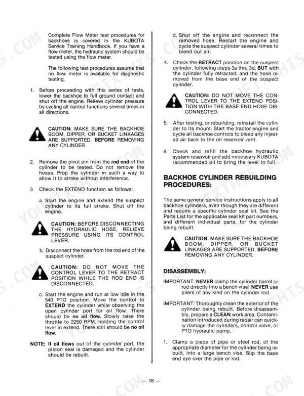 Kubota 4540 service manual procedures page 19 with maintenance or repair steps