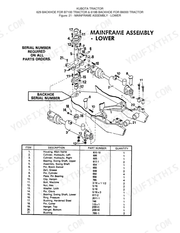 Kubota 629 619B operator manual exploded view diagram page 21 component assembly