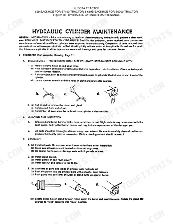 Kubota 629 619B operator manual procedures page with step-by-step operational instructions