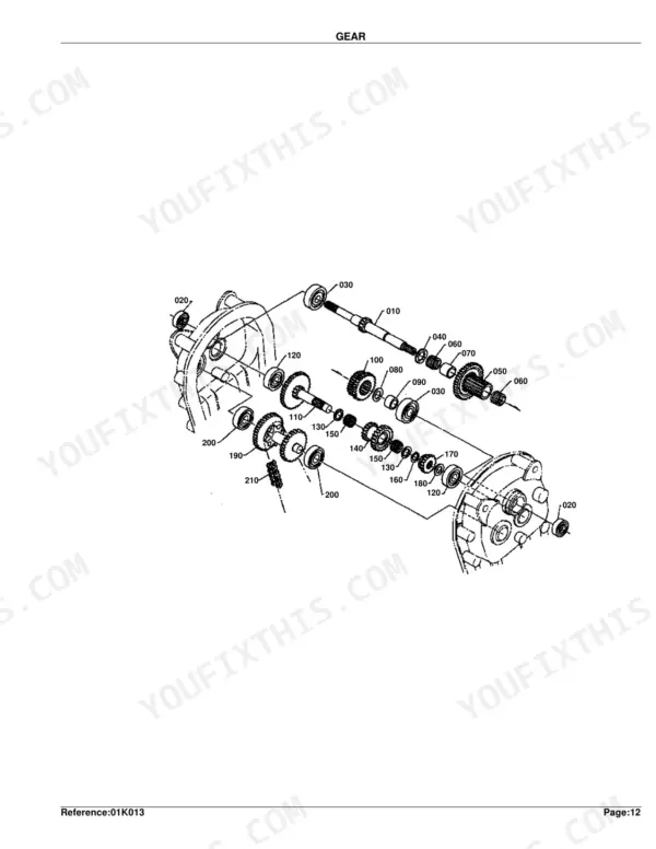 Kubota AT70S-AMERICA parts catalog page 26 drivetrain exploded view with part numbers