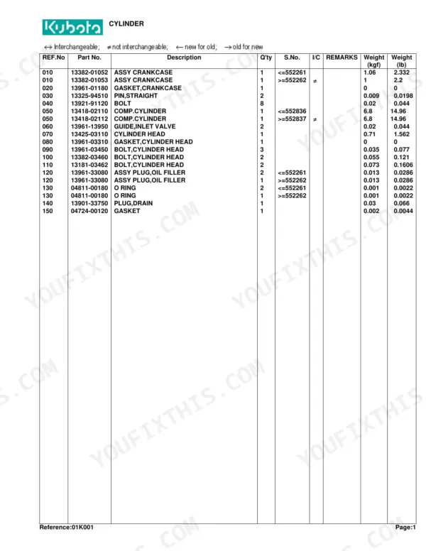 Kubota AT70S-AMERICA parts catalog page 5 parts list with component numbers