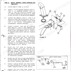 Kubota B 2550 GB2514 electric chute rotation kit assembly instructions with exploded diagram and wiring schematic