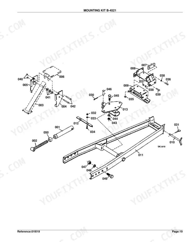 Kubota B/L4520B, L4530B exploded view diagram of the B-4521 mounting kit components and hardware assembly.