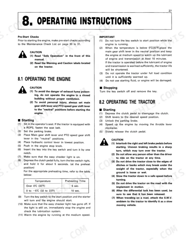 Kubota B1550E B1550D B1750E B1750D operator manual maintenance schedule table and service intervals