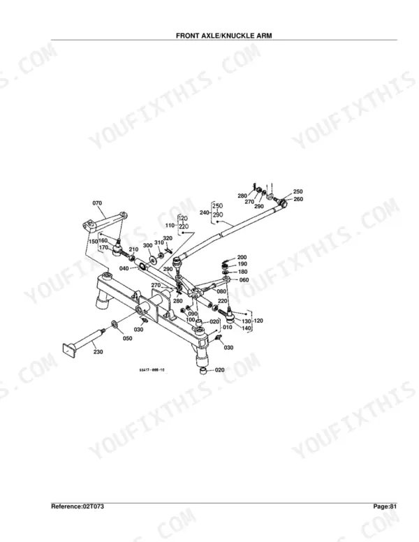 Kubota B1550E parts catalog chassis components exploded view diagram page 184