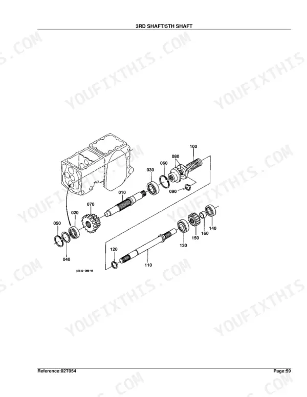 Kubota B1550E drivetrain parts exploded view diagram page 134 parts catalog