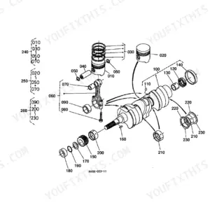 Kubota B1550HST-D engine parts exploded view with component numbers catalog page 11