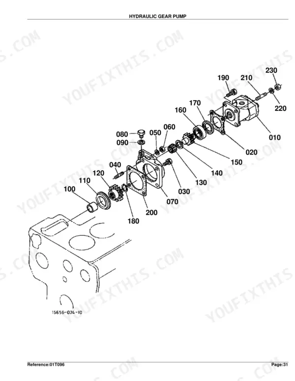 Kubota B1550HST-D hydraulic system parts list with component numbers and exploded diagram page 69