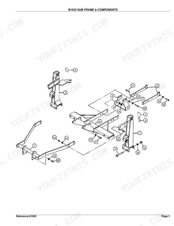 Kubota B1630 chassis parts catalog page 3 exploded view with part numbers