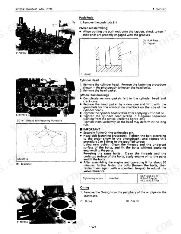 Kubota B1700 B2100 B2400 shop manual page 96 service procedures diagram