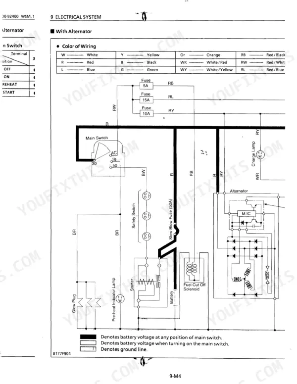 Kubota B1700, B2100, B2400 HSD, HSE wiring diagram page 334 electrical schematic