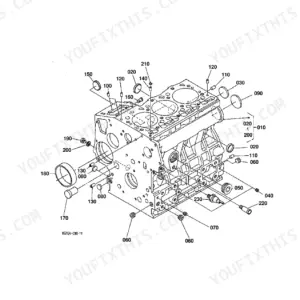 Kubota B1700D B2100D B2400D engine parts exploded view diagram with part numbers page 5