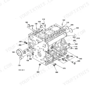 Kubota B1700E B2100E B2400E engine parts exploded view diagram with part numbers