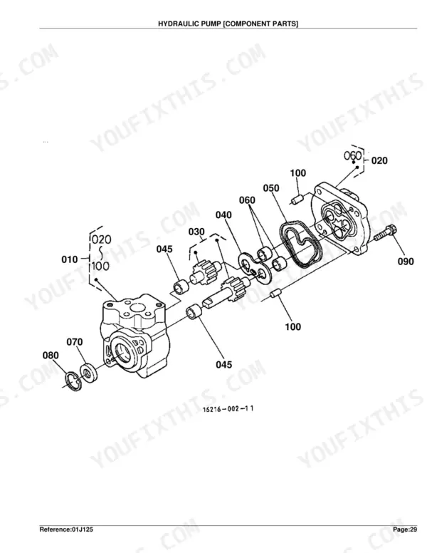 Kubota B1700E B2100E B2400E hydraulic system parts list with part numbers and exploded components