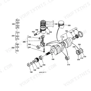 Kubota B1750HST-D piston crankshaft exploded view diagram with numbered component parts