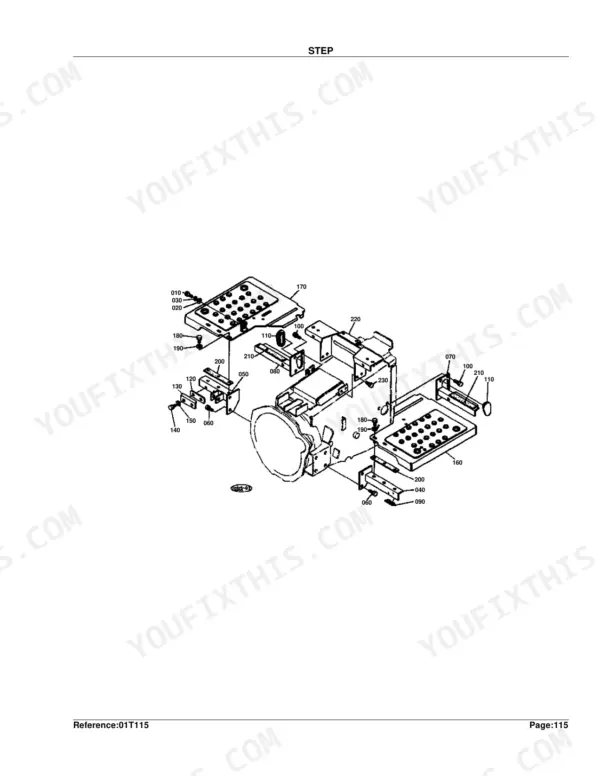 Kubota B20 exploded view step assembly components numbered 010-230 parts diagram