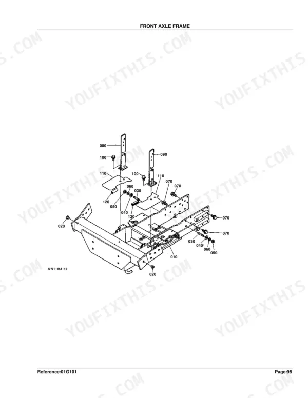 Kubota B21 chassis parts diagram page 218 with part numbers and descriptions