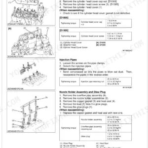 Kubota B2320HSD, B2920HSD engine cylinder head and valves disassembly assembly procedures with torque specifications
