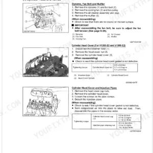 Kubota B2410, B2710, B2910 engine disassembly procedures for cylinder head, valves, dynamo, and injection pipes.