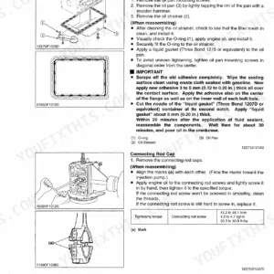 Kubota B2410 B2710 B2910 B7800 HSD piston connecting rod oil pan strainer cap assembly procedures torque specs